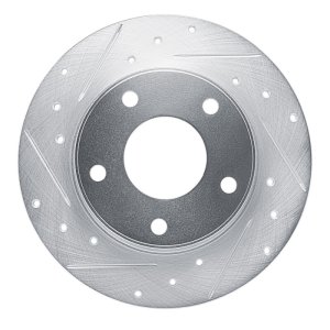 Nissan Sentra Brake Rotor (1) - Rear Left - R1 Concepts - Drilled & Slotted - Silver - `20-`25